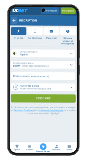 1xbet inscription simple